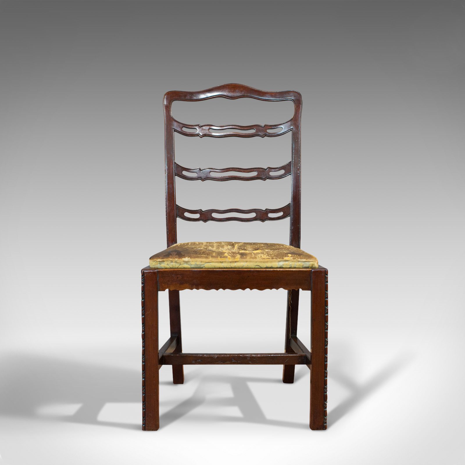 Set Of 4, Antique Ladder Back Chairs, Irish, Mahogany, Dining Seat, Victorian photo for sale