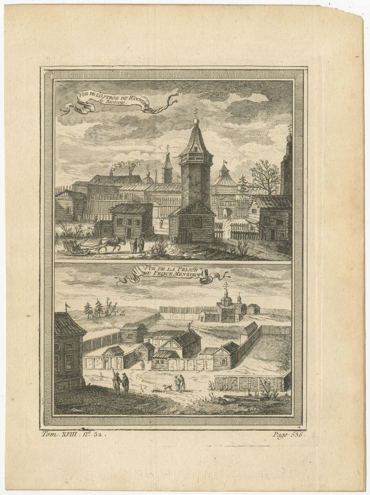 Antique Print Of A Fortress And Prison In Siberia By Prévost (1768)