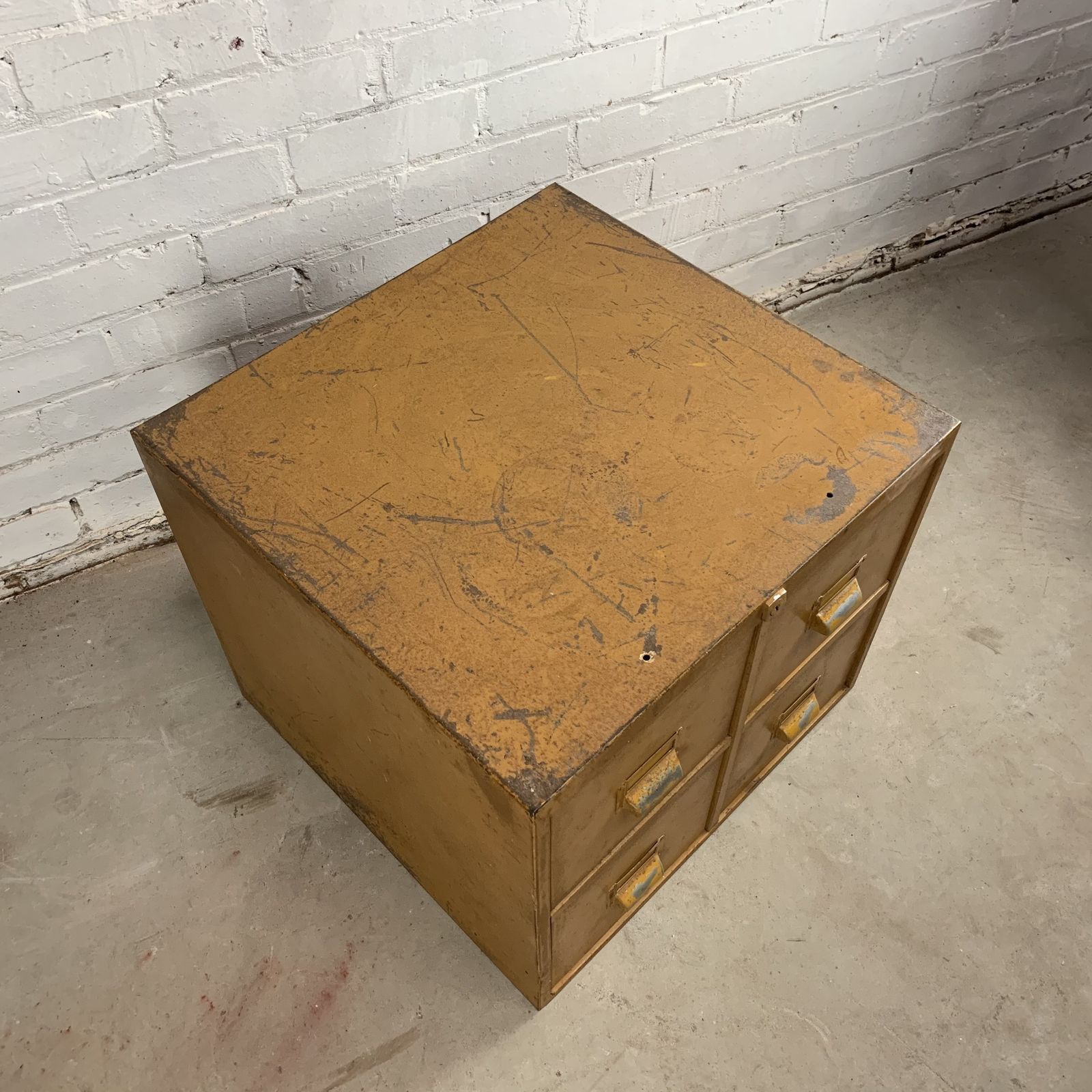 Vintage Mid Century Industrial Steel Bank Of 4 Drawers Unit photo furniture