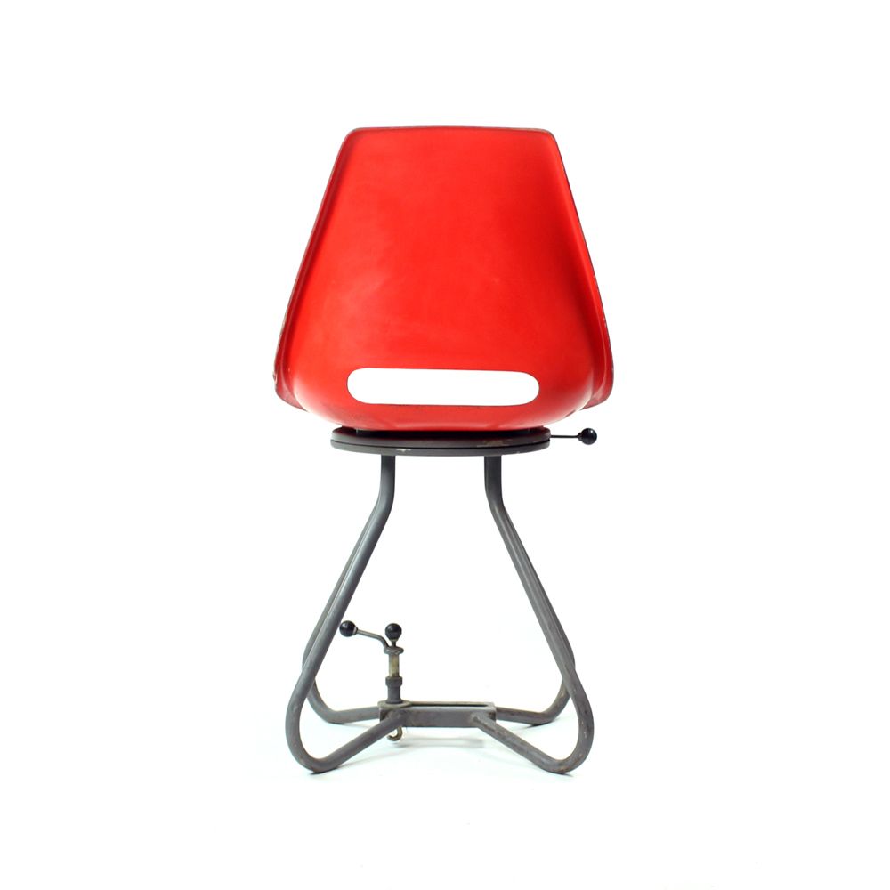 Red Tram Chairs By Miroslav Navratil For Vertex, 1960s, Set Of 4 photo for sale