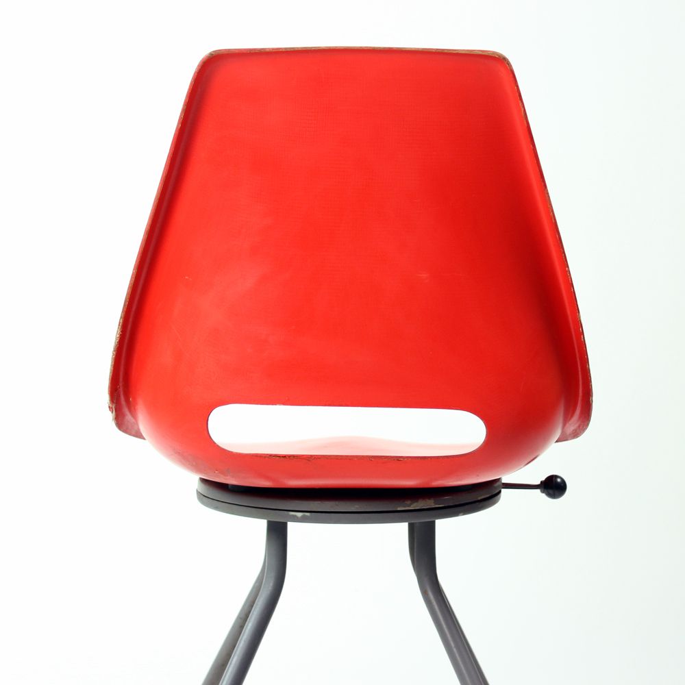 Red Tram Chairs By Miroslav Navratil For Vertex, 1960s, Set Of 4 photo 1495.0
