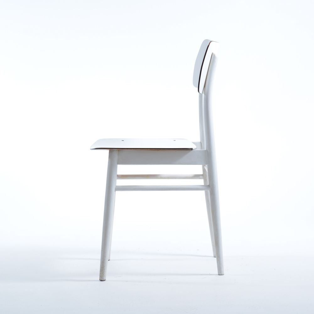 Midcentury White Chair By T On In Oak & Formica, Czechoslovakia 1960s photo for sale