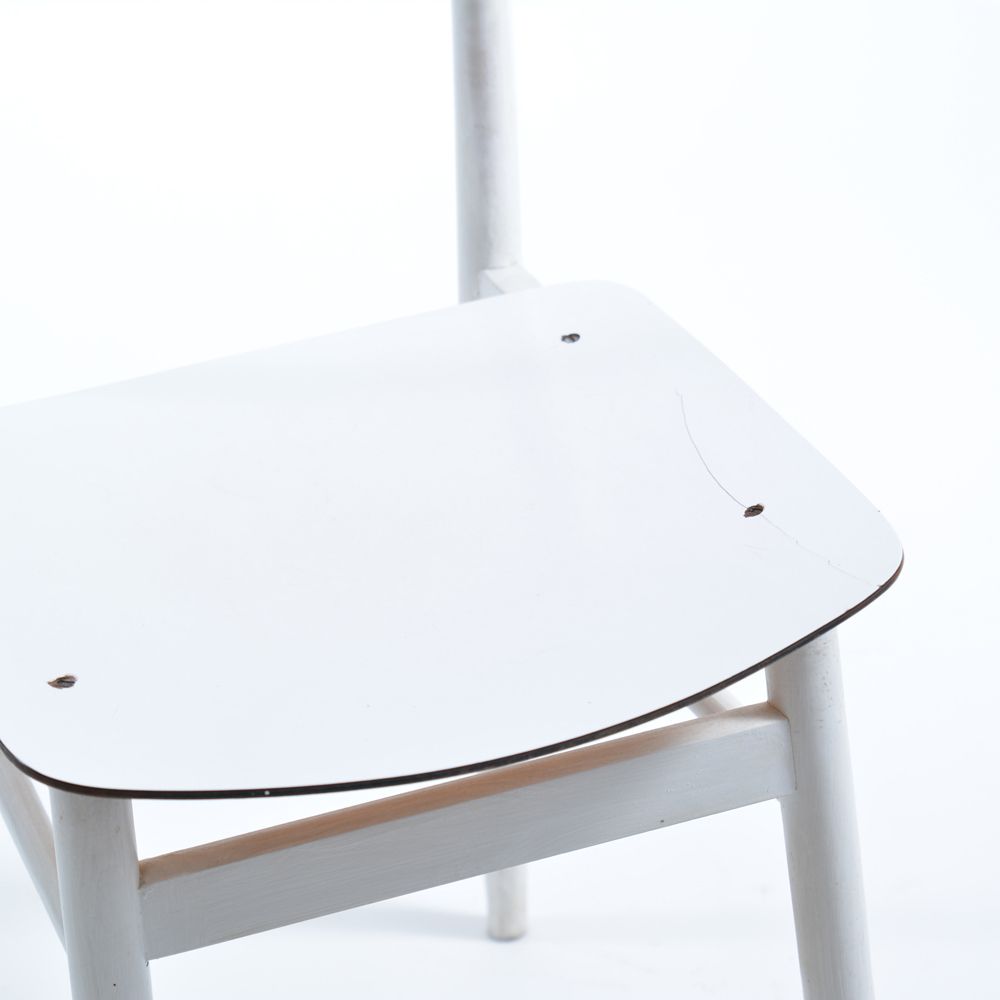 158.0 Midcentury White Chair By T On In Oak & Formica, Czechoslovakia 1960s photo