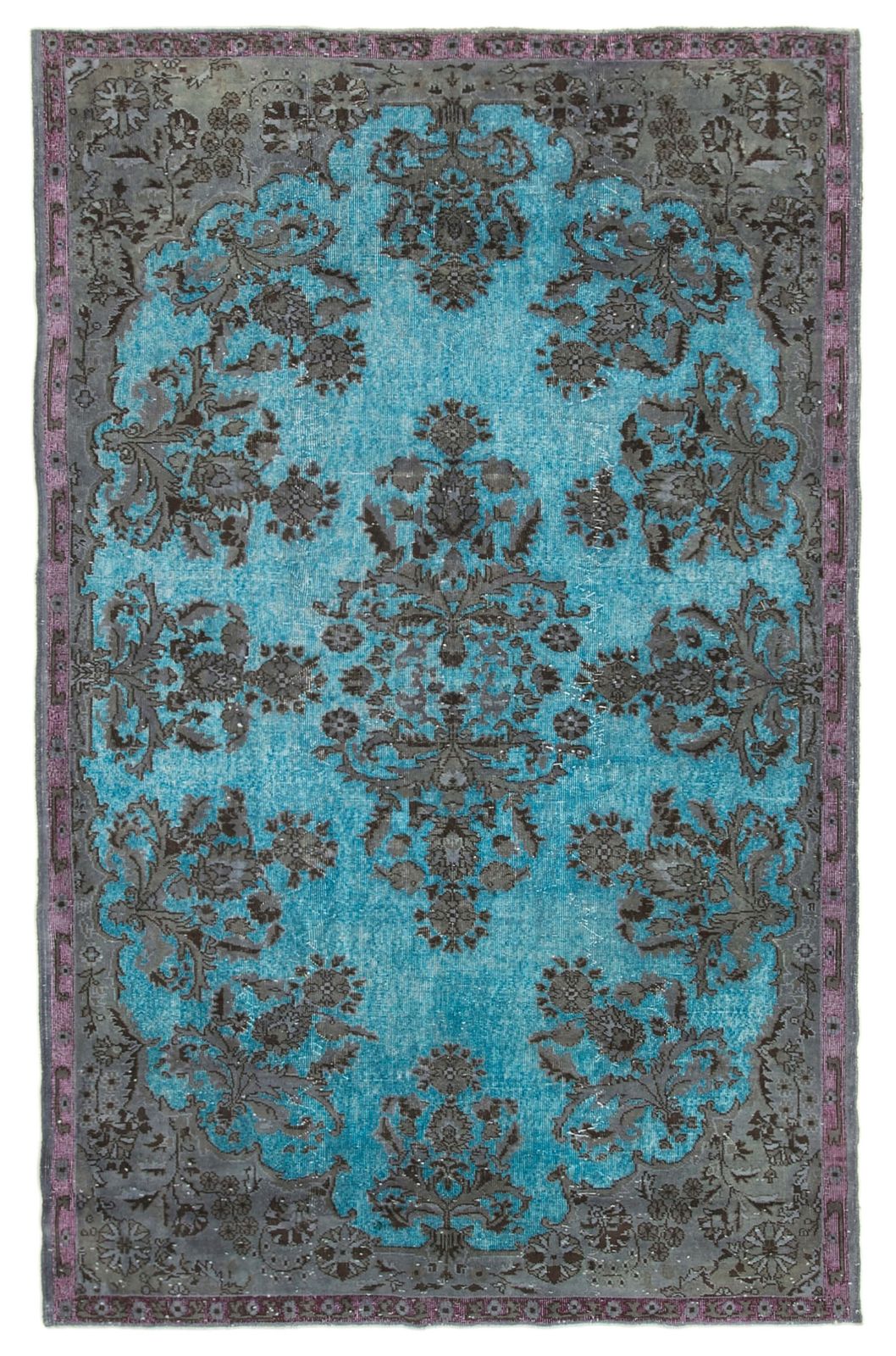 Handmade Hand Knotted Blue Overdyed Rug