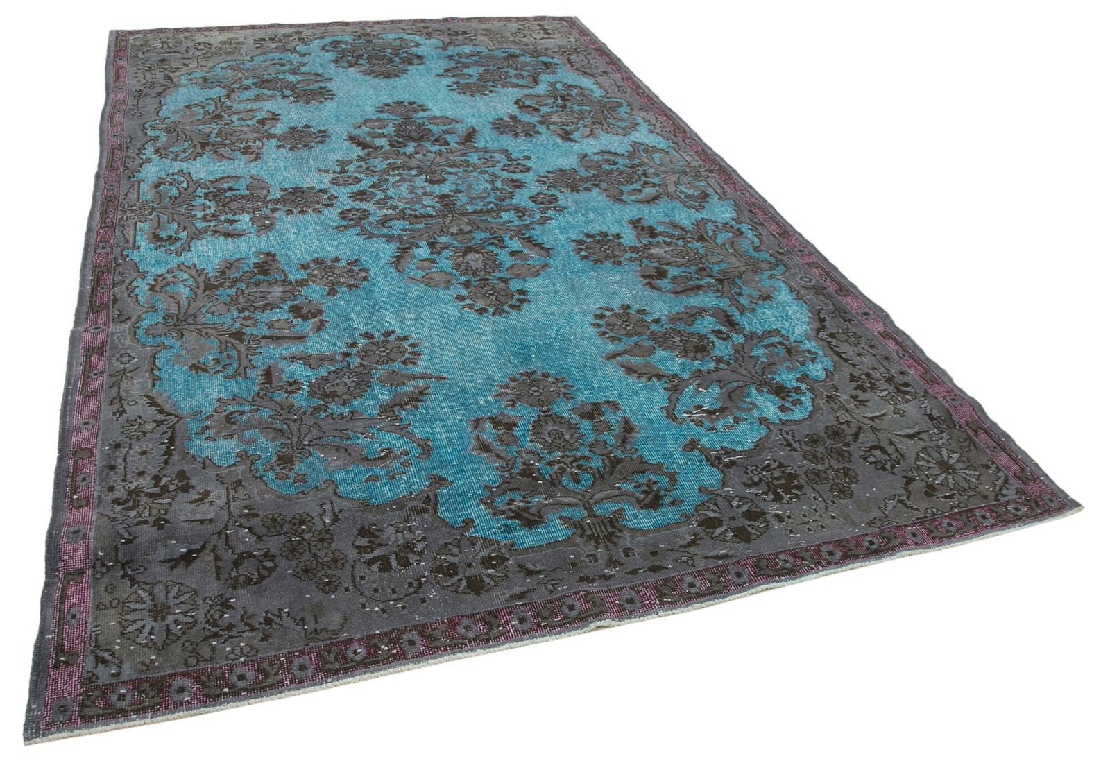 Handmade Hand Knotted Blue Overdyed Rug photo furniture