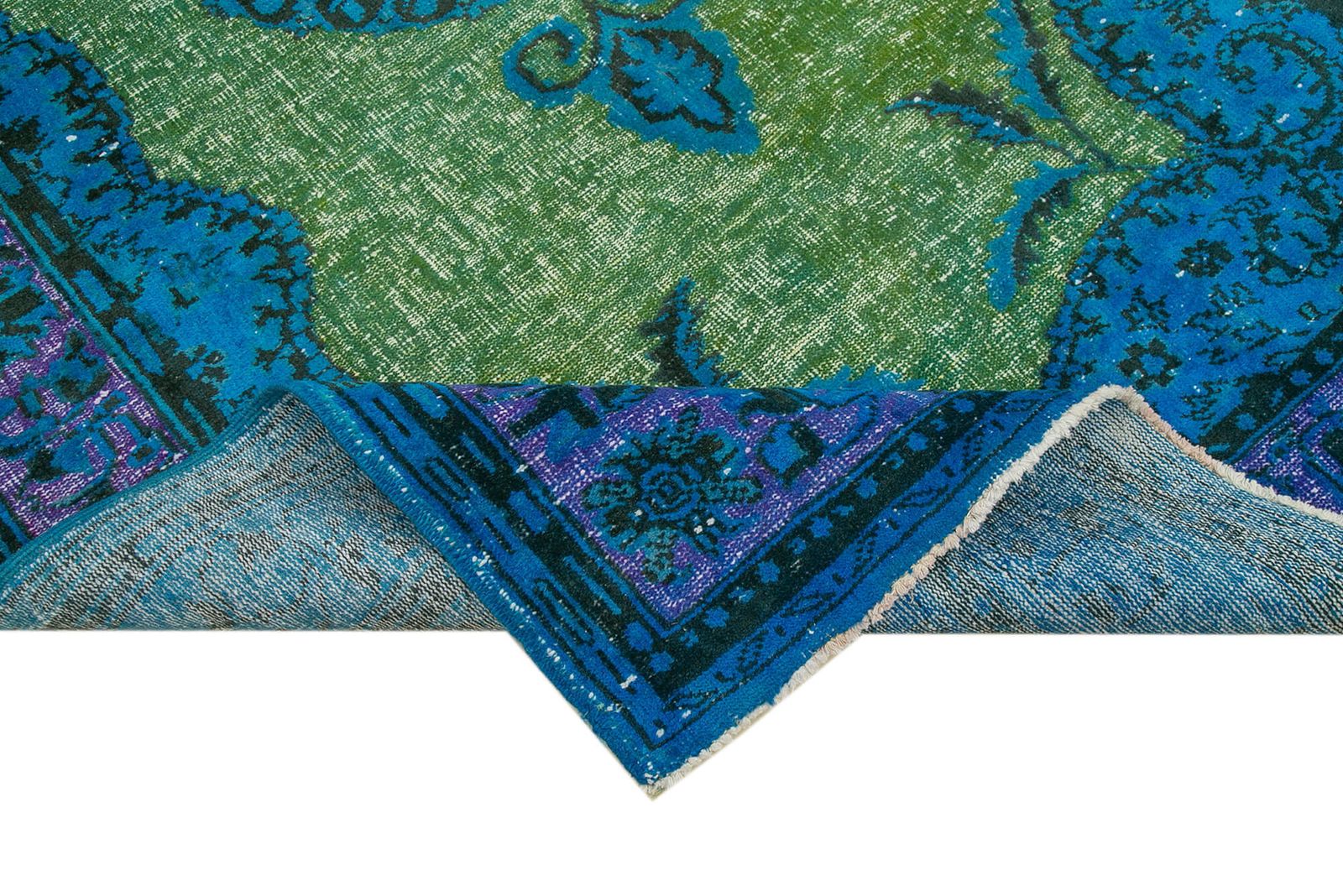 Handmade Contemporary Blue Overdyed Rug photo vinterior