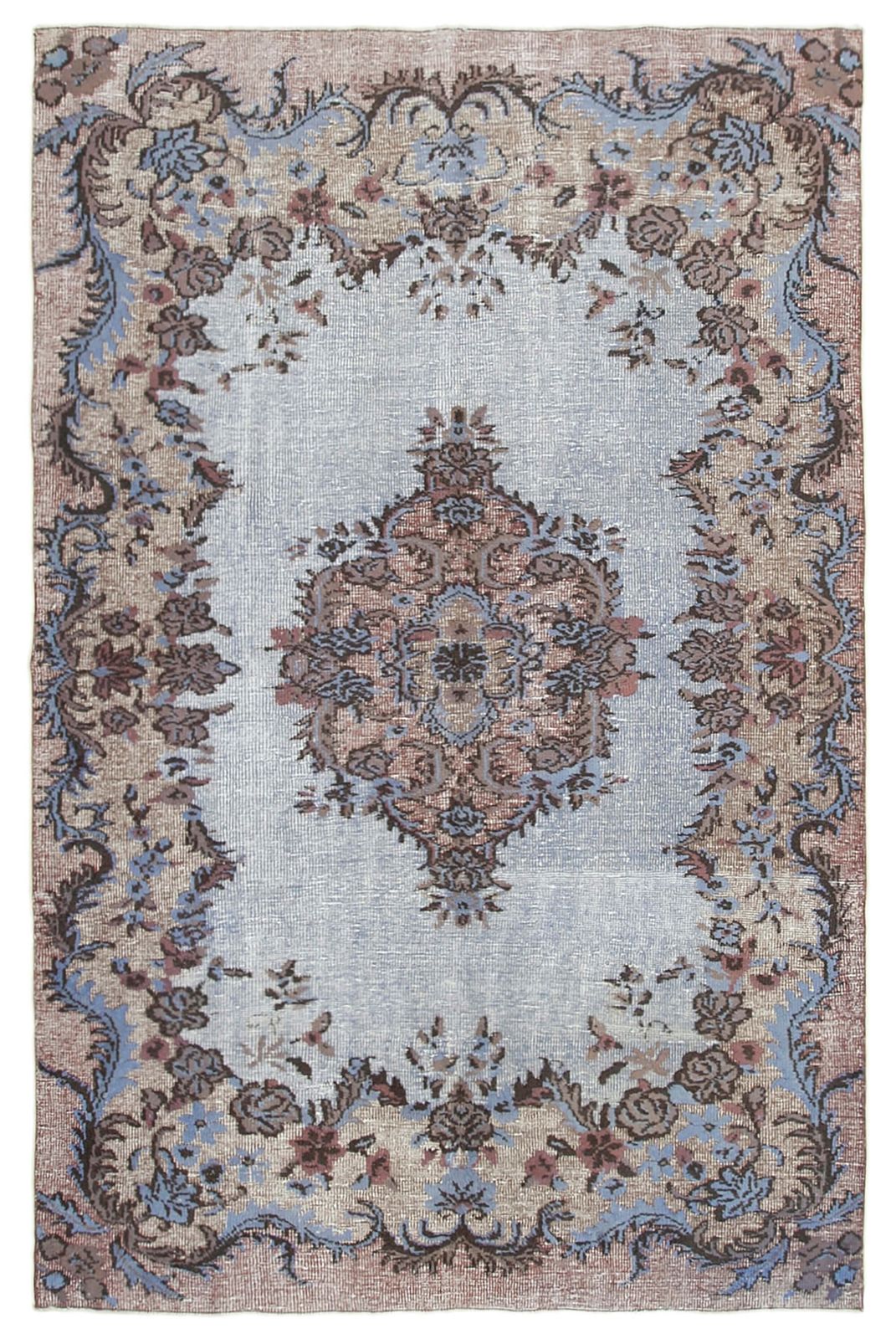 Handmade Contemporary Blue Overdyed Rug