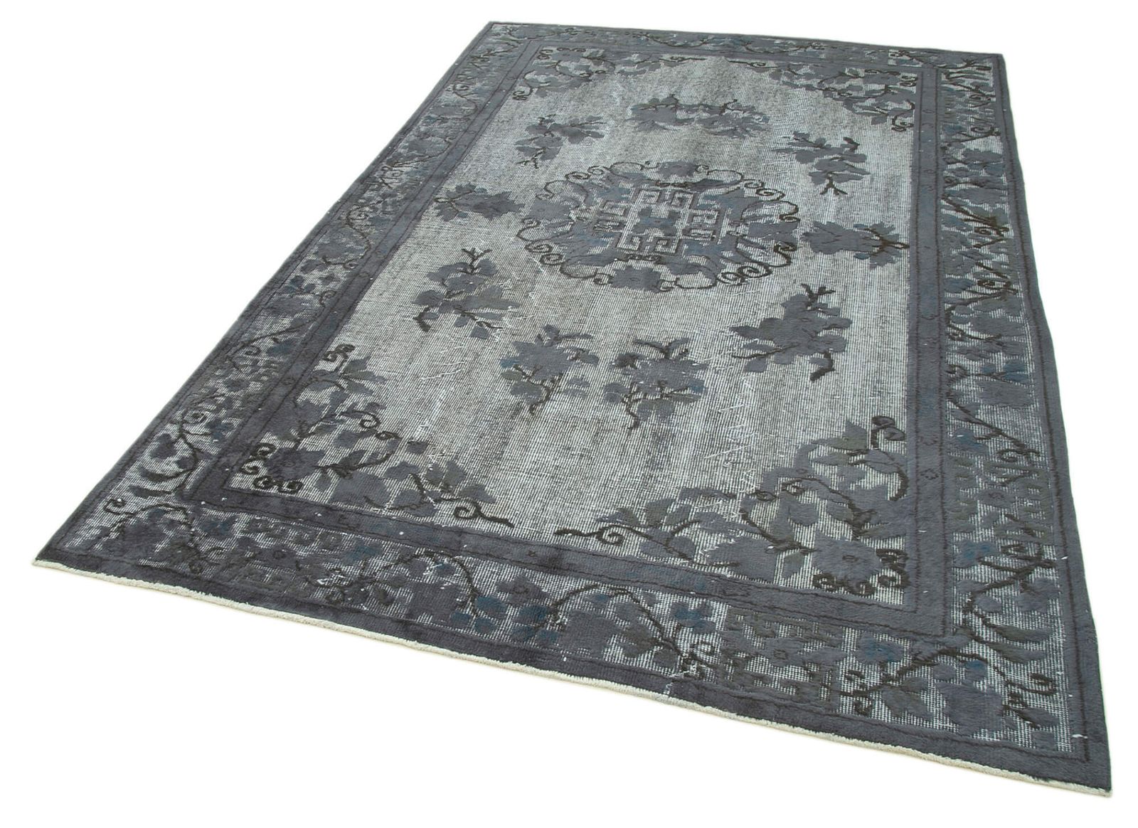 Handmade Contemporary Grey Overdyed Rug photo for sale
