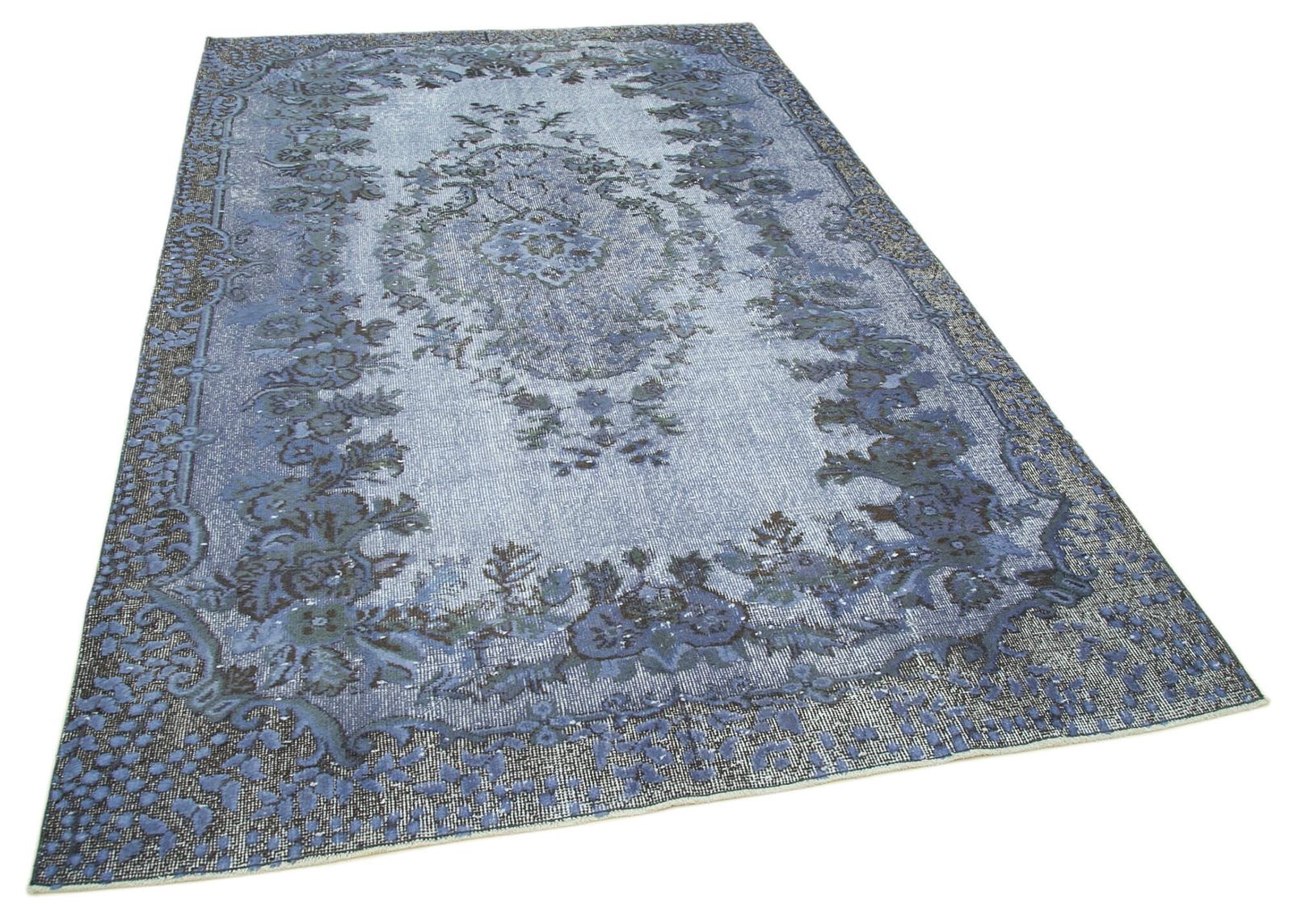 Handmade Hand Knotted Blue Overdyed Rug photo furniture