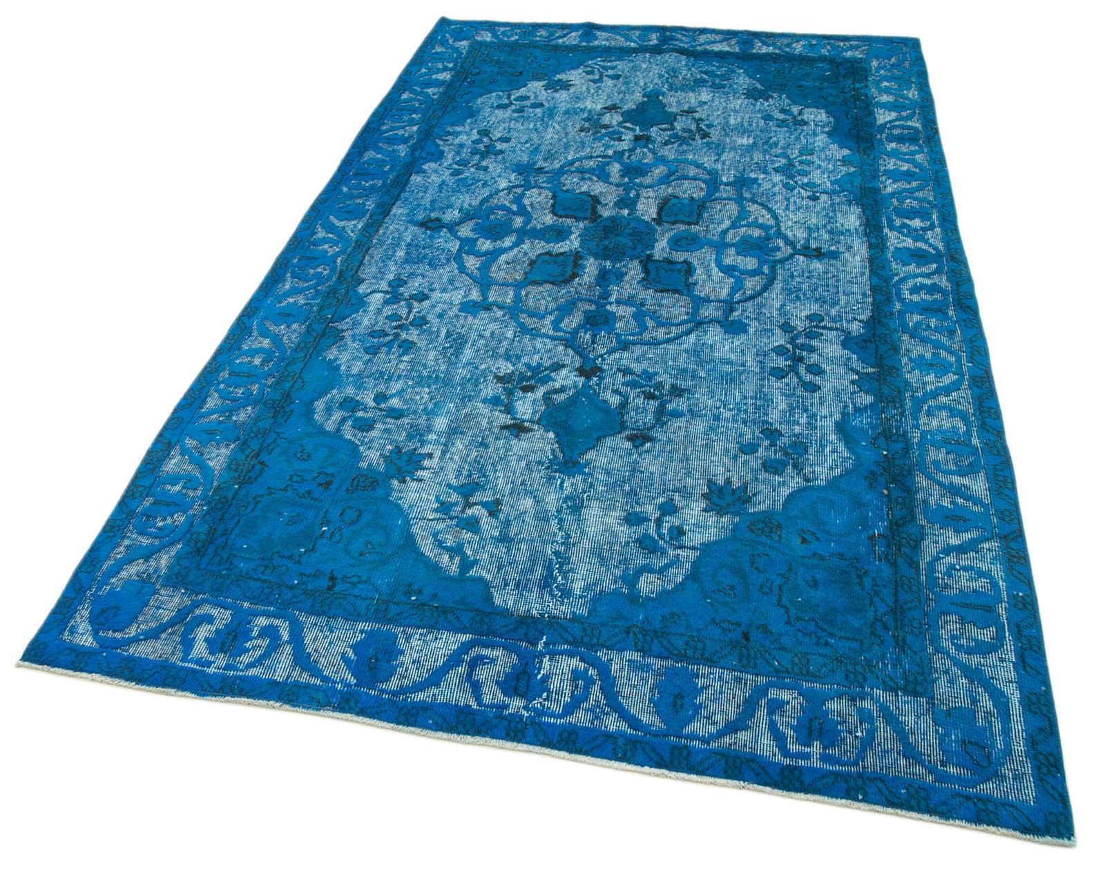 Handgemaakt handgeknoopt blauw overdyed vloerkleed photo for sale