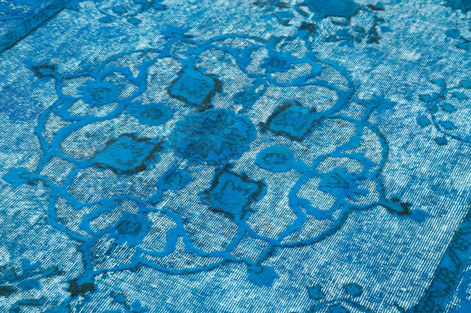 Handgemaakt handgeknoopt blauw overdyed vloerkleed photo 460.0