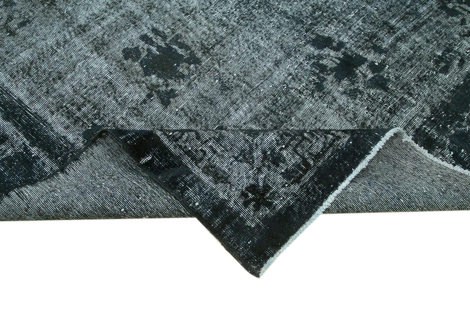 Handmade Hand Knotted Black Overdyed Rug photo vinterior
