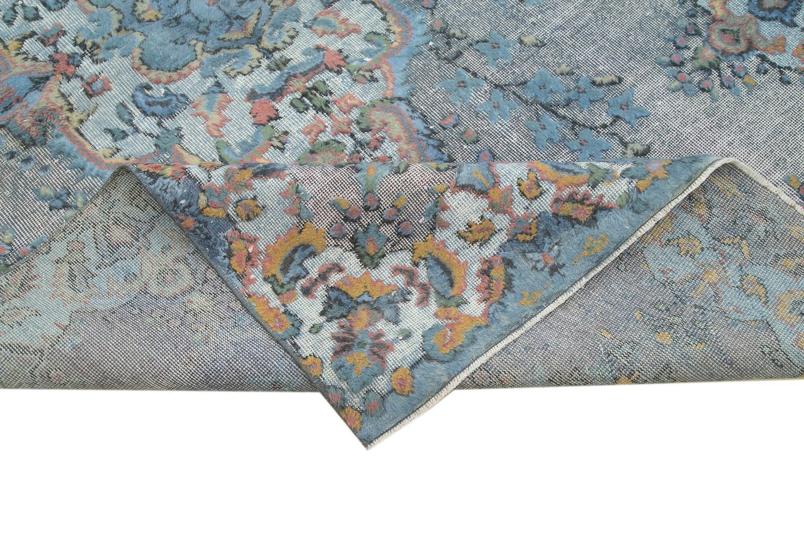 Handmade Anatolian Blue Overdyed Rug photo vinterior