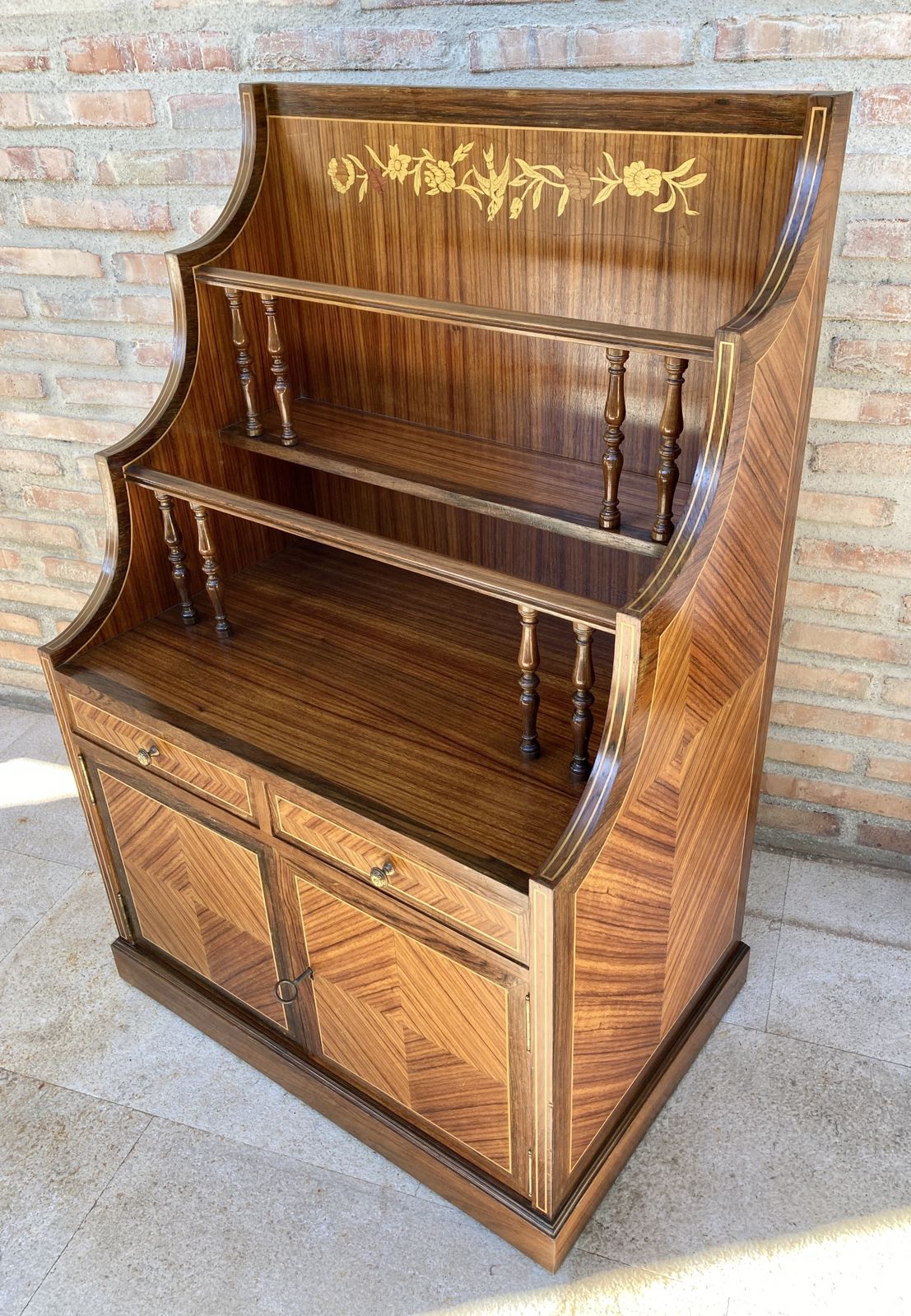 Mid Century Modern French Walnut Marquetry Shelf , Circa 1950 photo 1668.0