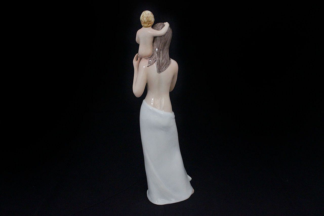 Ceramic Figure Of A Woman With Veil And Newborn Baby By Ronzan, 1940s photo for sale