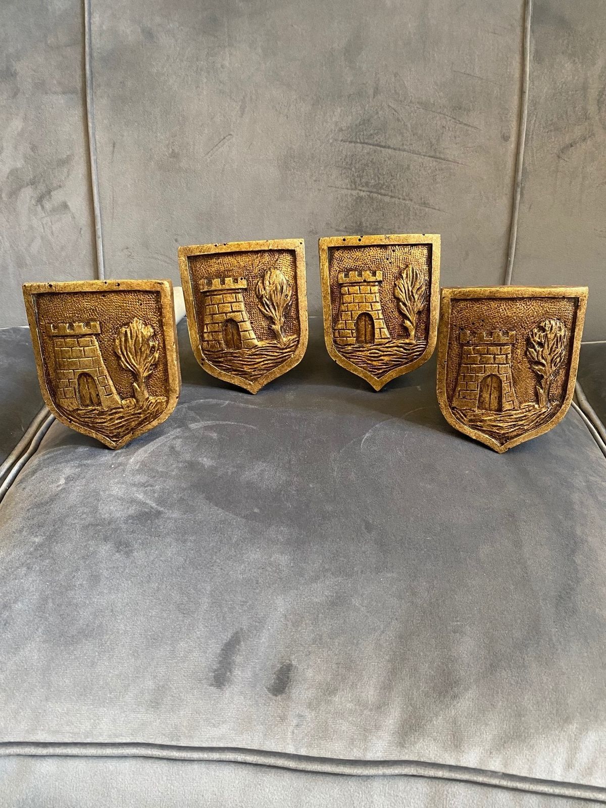 19th Century, Two Pairs Of Golden And Lacquered Wooden Curtain Door. photo furniture