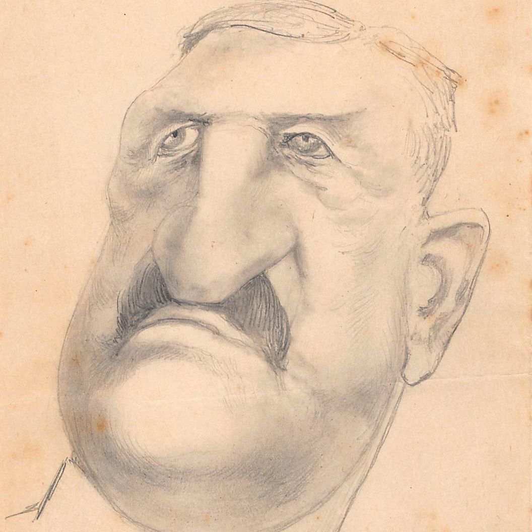 Original Drawing Portrait Caricature Marshal Von Linsingen Early 20th Century