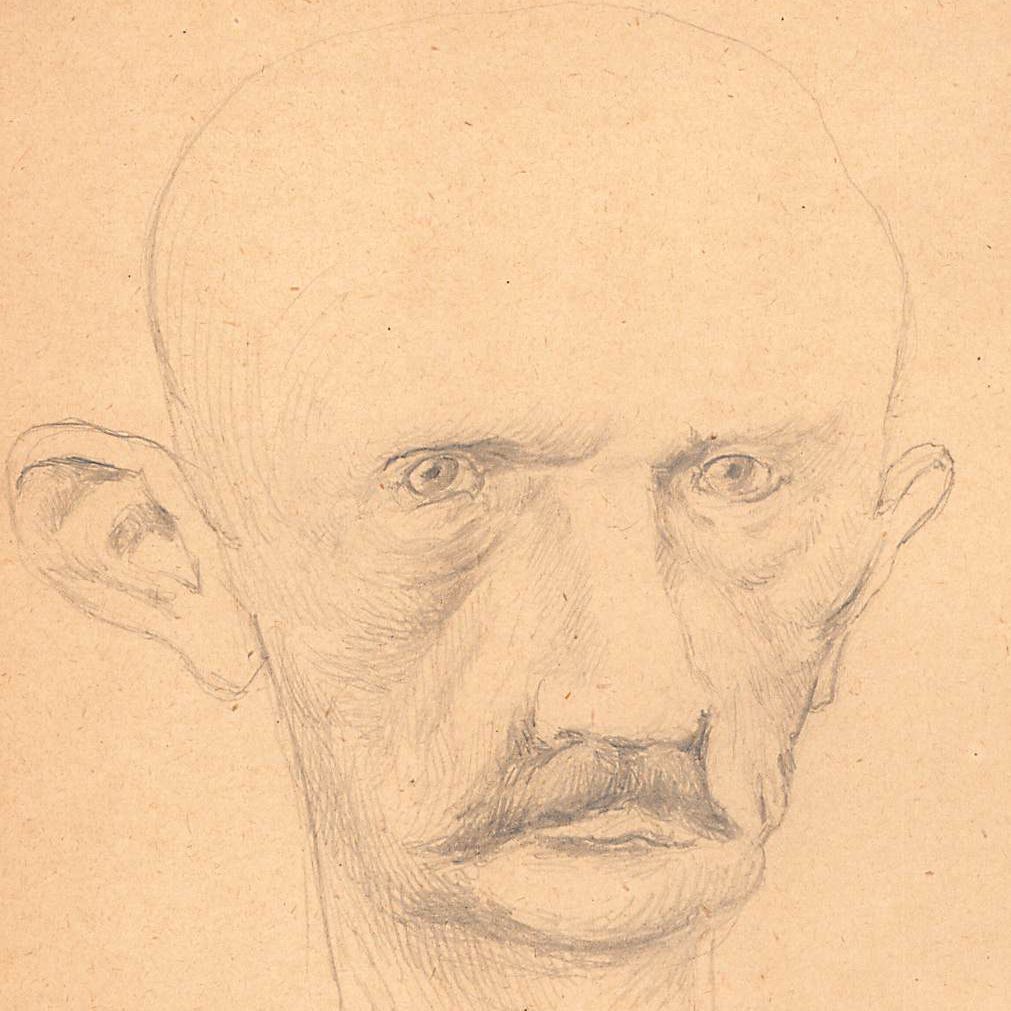 Original Drawing Caricature Portrait Of General Fritz Von Below In Pencil On Paper Early Twentieth