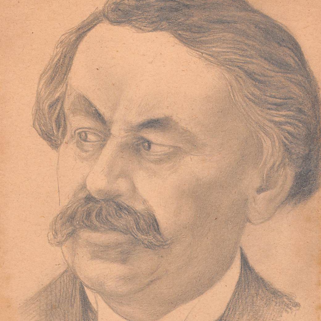 Original Drawing Portrait A. Briand In Pencil On Paper Early Twentieth