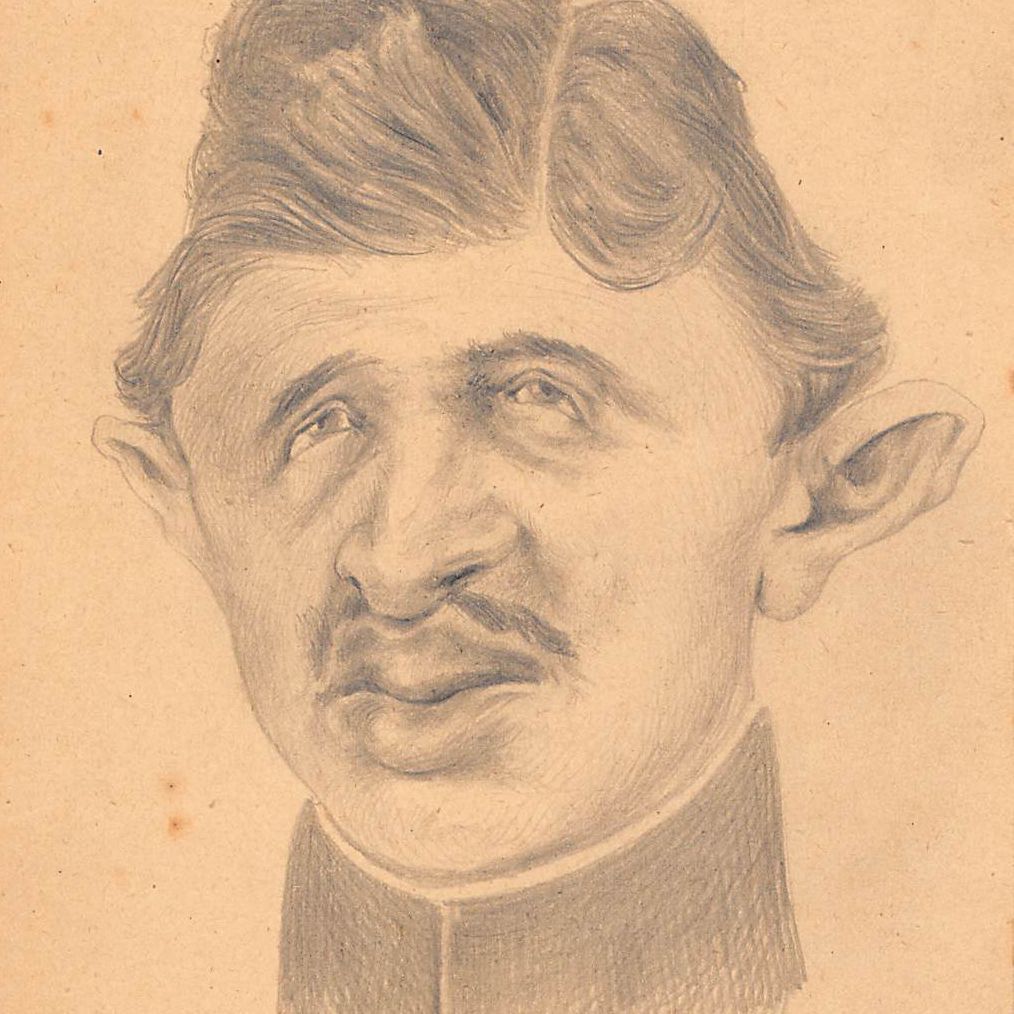 Original Drawing Portrait Caricature In Pencil Charles 1st Of Austria On Paper Early Twentieth