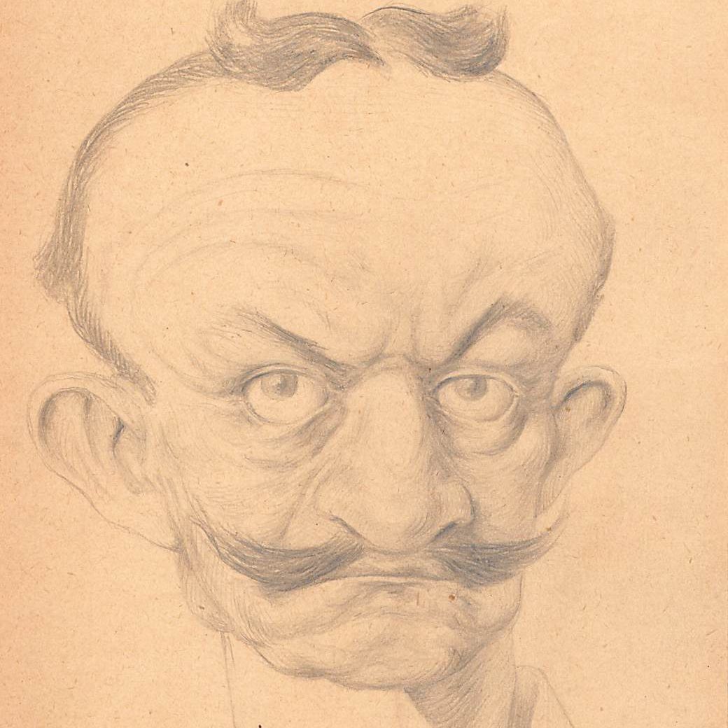 Original Drawing Portrait Caricature In Pencil On Paper Count Jh Von Bernstorff Early Twentieth