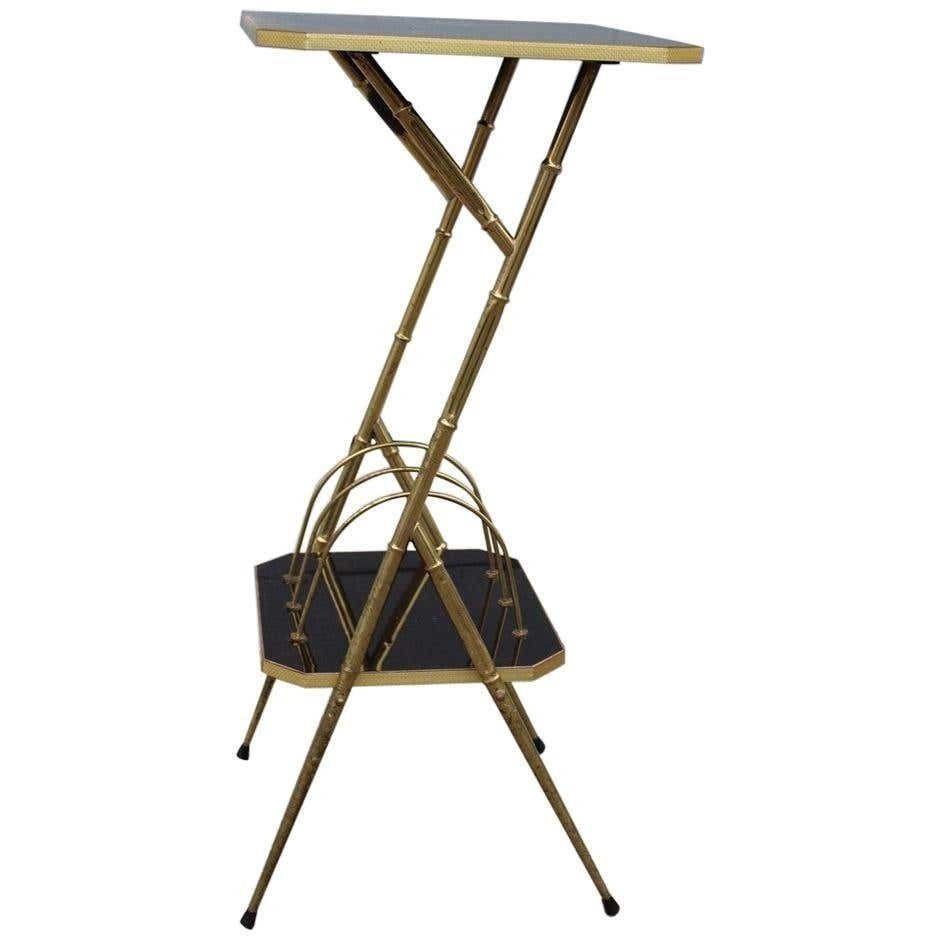 Wall Unit Midcentury Italian Design Brass And Wood Magazine Rack