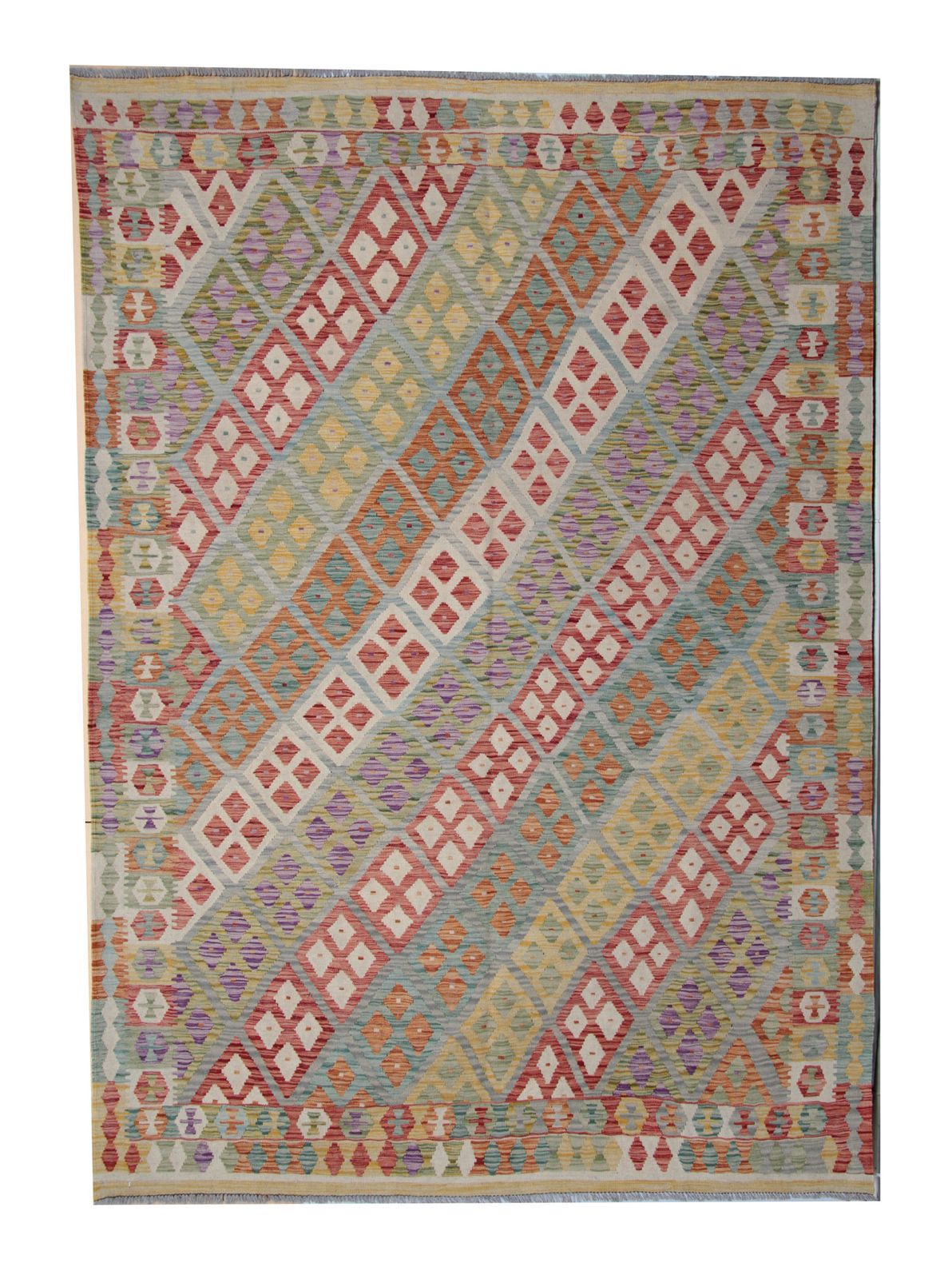 Handmade Carpet Wool Kilim Rug, Traditional Geometric Striped Kilims  202x296cm