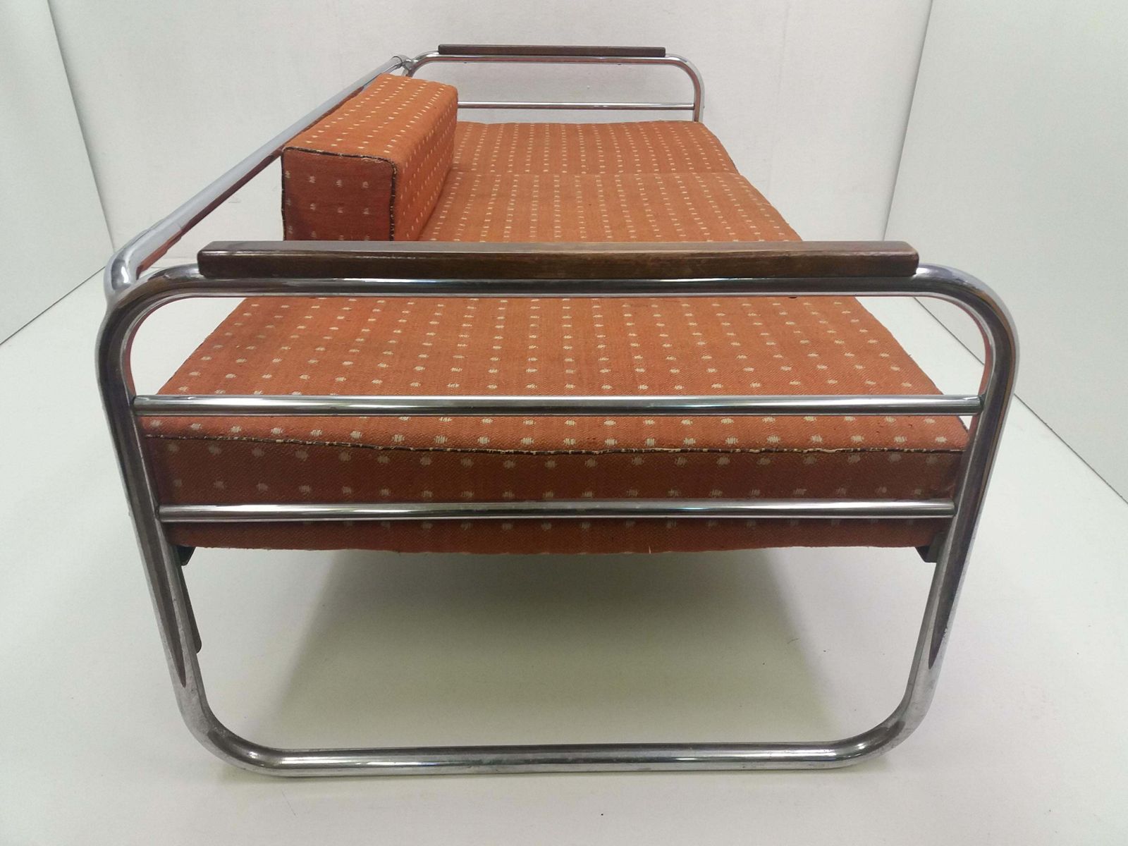 Chrome Bauhaus Robert Slezák 3 Seather Sofa, 1940s photo vintage