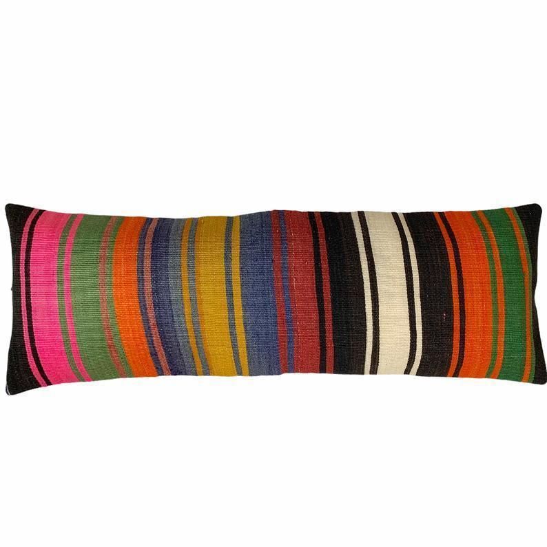 photo for sale Bedding Kilim Pillow, Oversize Cushion Cover, Long Bolster Kilim Pillow Cover, King Pillow Shams Long Pillows For Bed