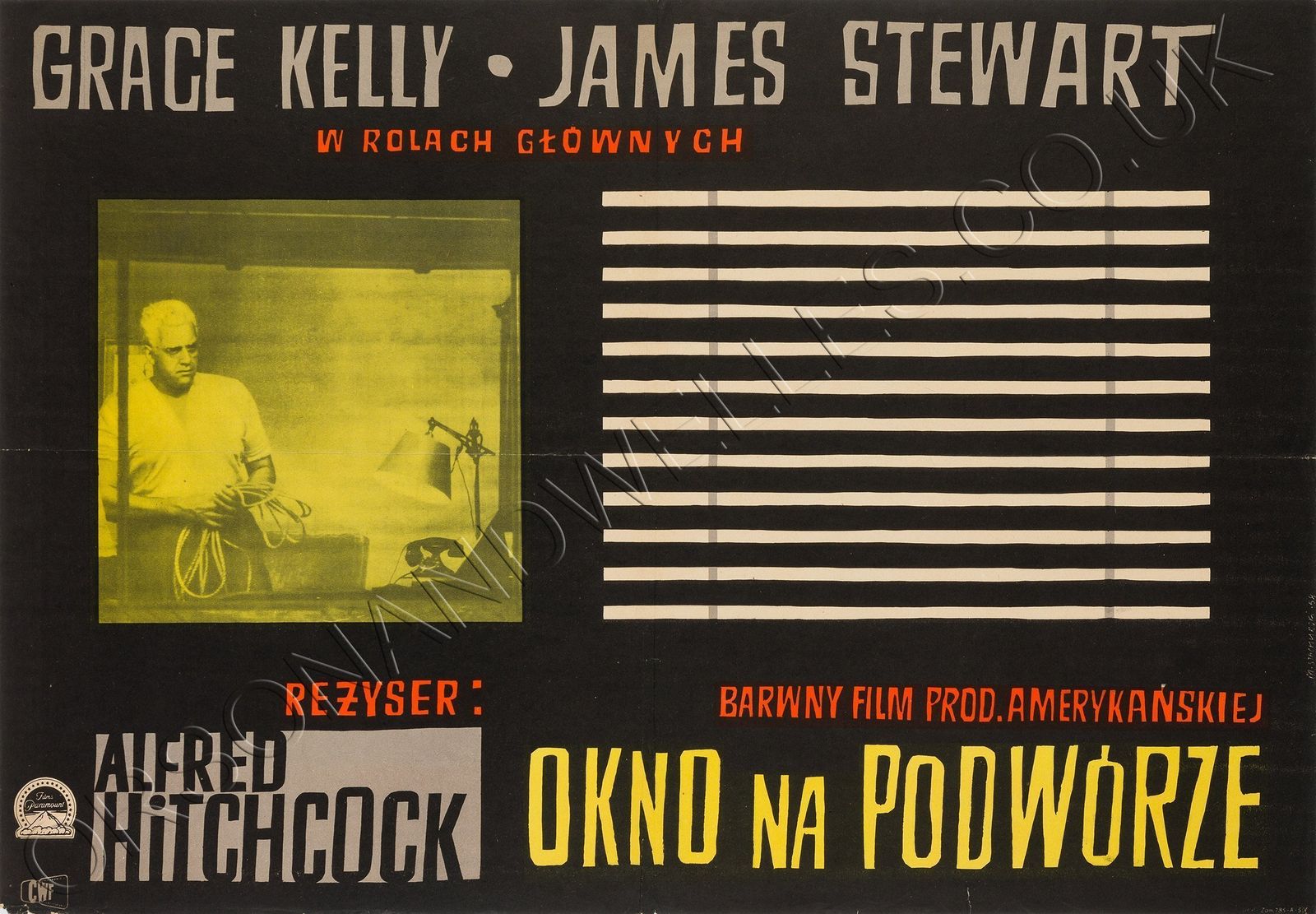 Rear Window Film / Movie Poster Original Vintage 1958 Polish Hitchcock