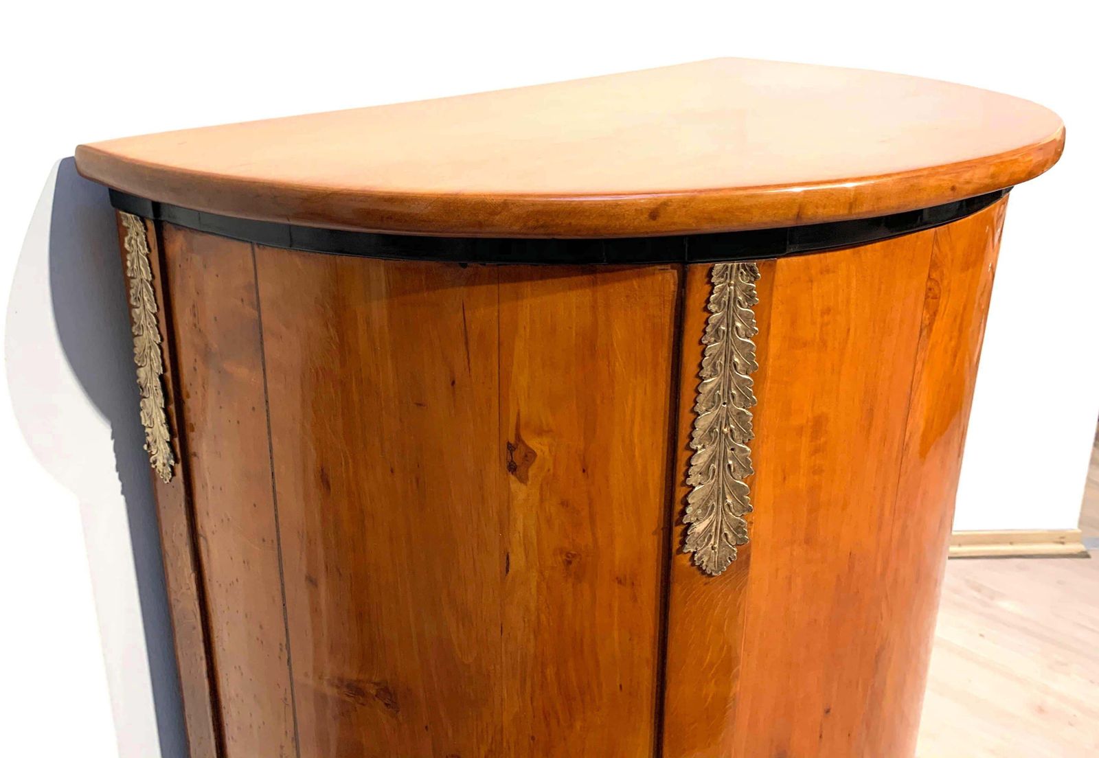 photo furniture Antique Demilune Half Cabinet, Cherrywood And Brass, France, Circa 1810