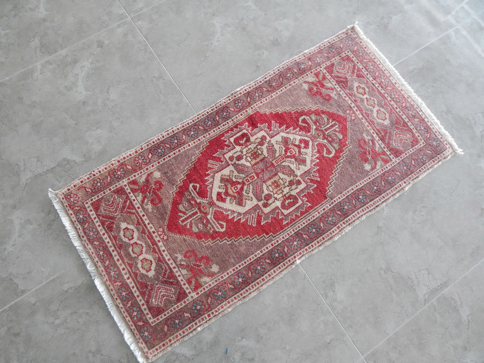 Hand Knotted Door Mat, Entryway Rug, Bath Mat, Kitchen Decor, Small Rug, Turkish Rug 52 X 105 Cm photo furniture