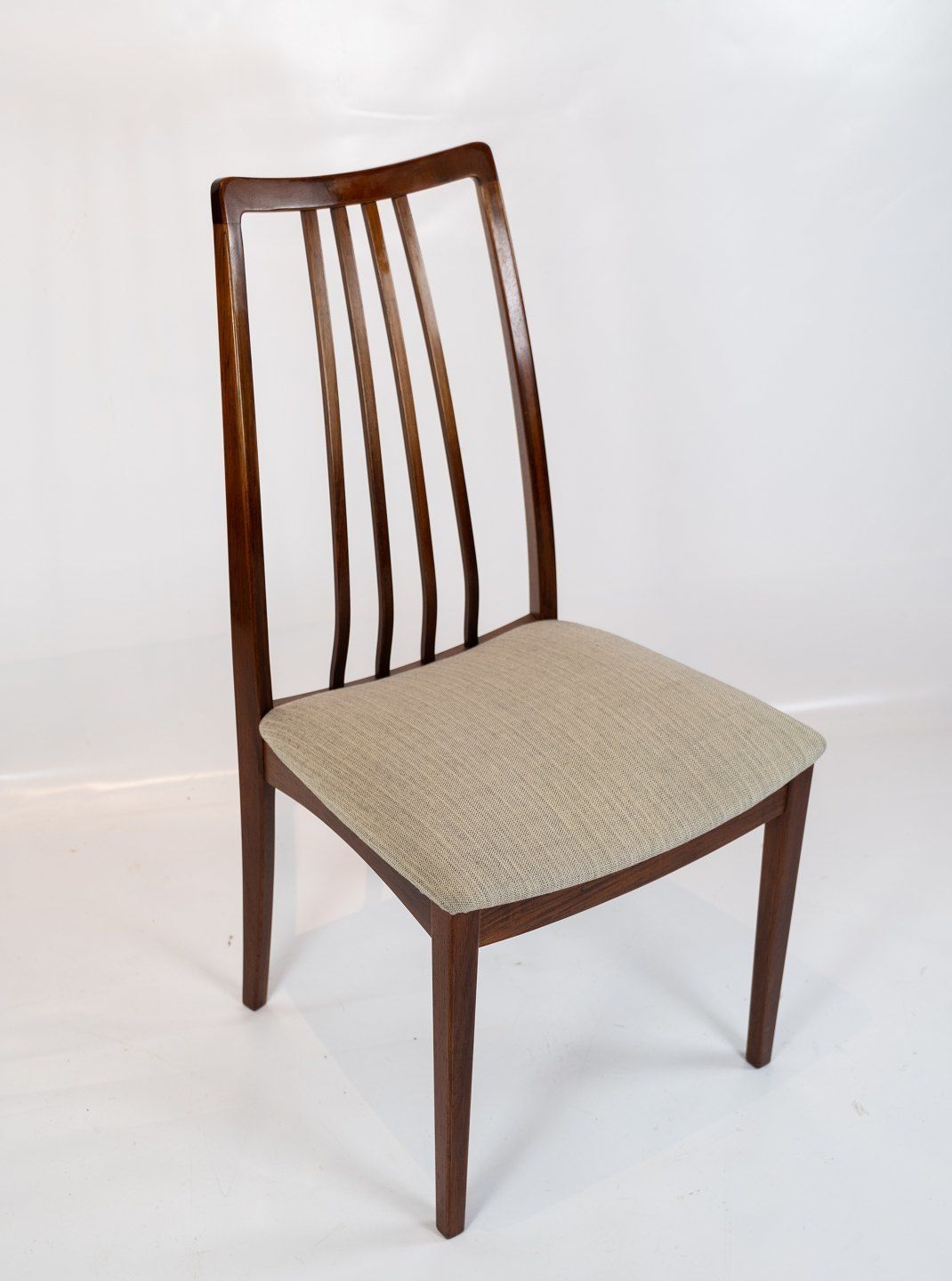Set Of Six Dining Chairs In Rosewood Upholstered With Light Wool Fabric Of Danish Design From The 1960s. photo furniture