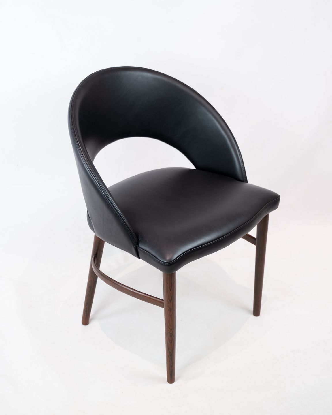 Armchair Upholstered In Black Elegance Leather With Rosewood Legs Designed By Chr. Linneberg From The 1960s.