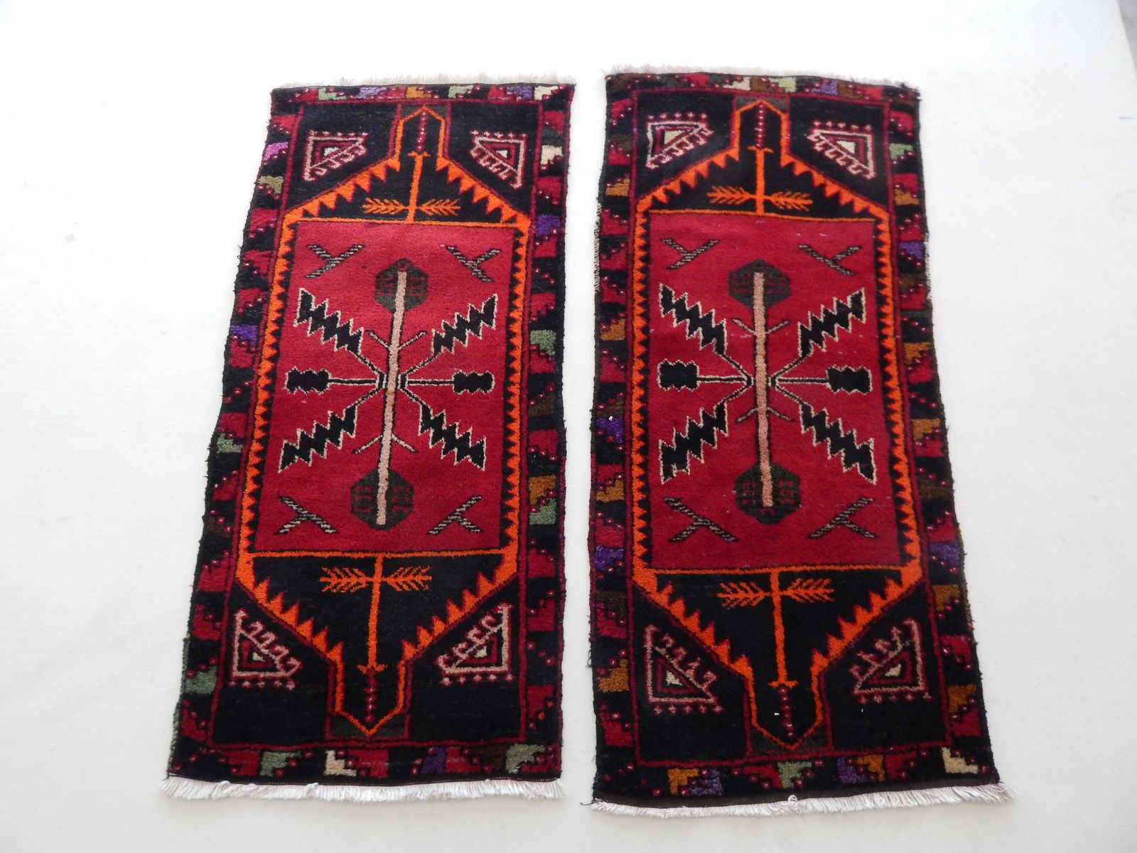 1980s Petite Turkish Hand Knotted Wool Rugs A Pair 51 X 108 Cm