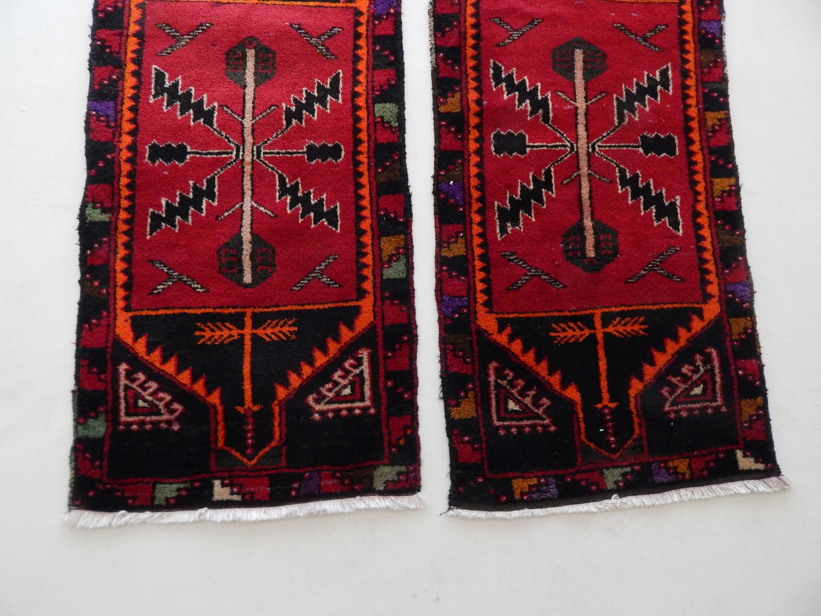1980s Petite Turkish Hand Knotted Wool Rugs A Pair 51 X 108 Cm photo 132.0
