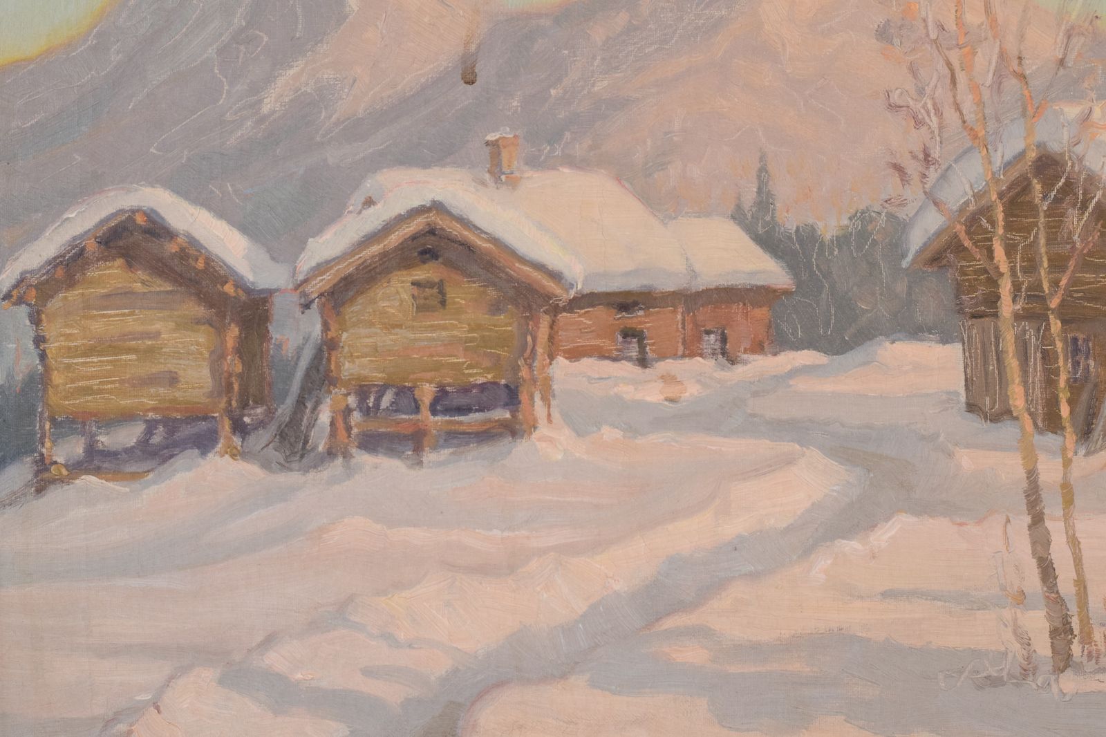 Einar Krüger – Post Impressionistisch Zweeds Sneeuwlandschap photo for sale