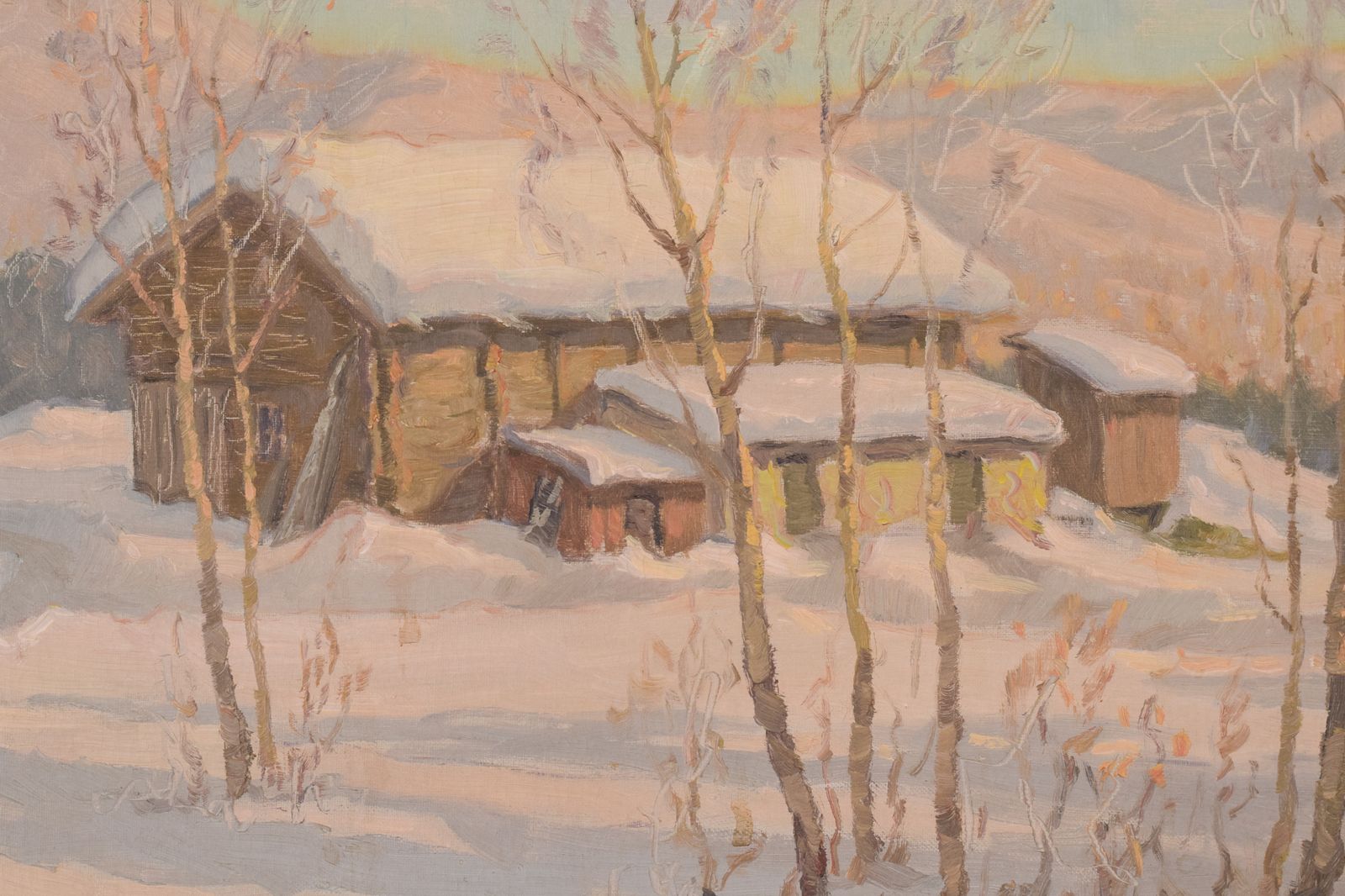 Einar Krüger – Post Impressionistisch Zweeds Sneeuwlandschap photo vintage