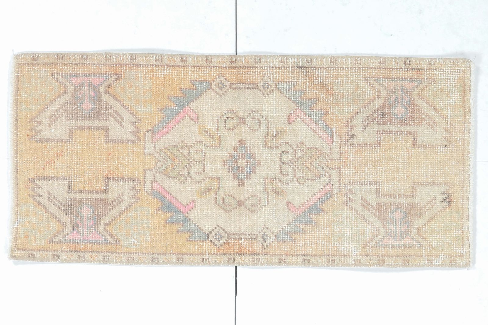Turkish Oushak Rug, Door Mat Small Carpet, Handmade Wool Oriental Orange Doormat, Made In Anatolia