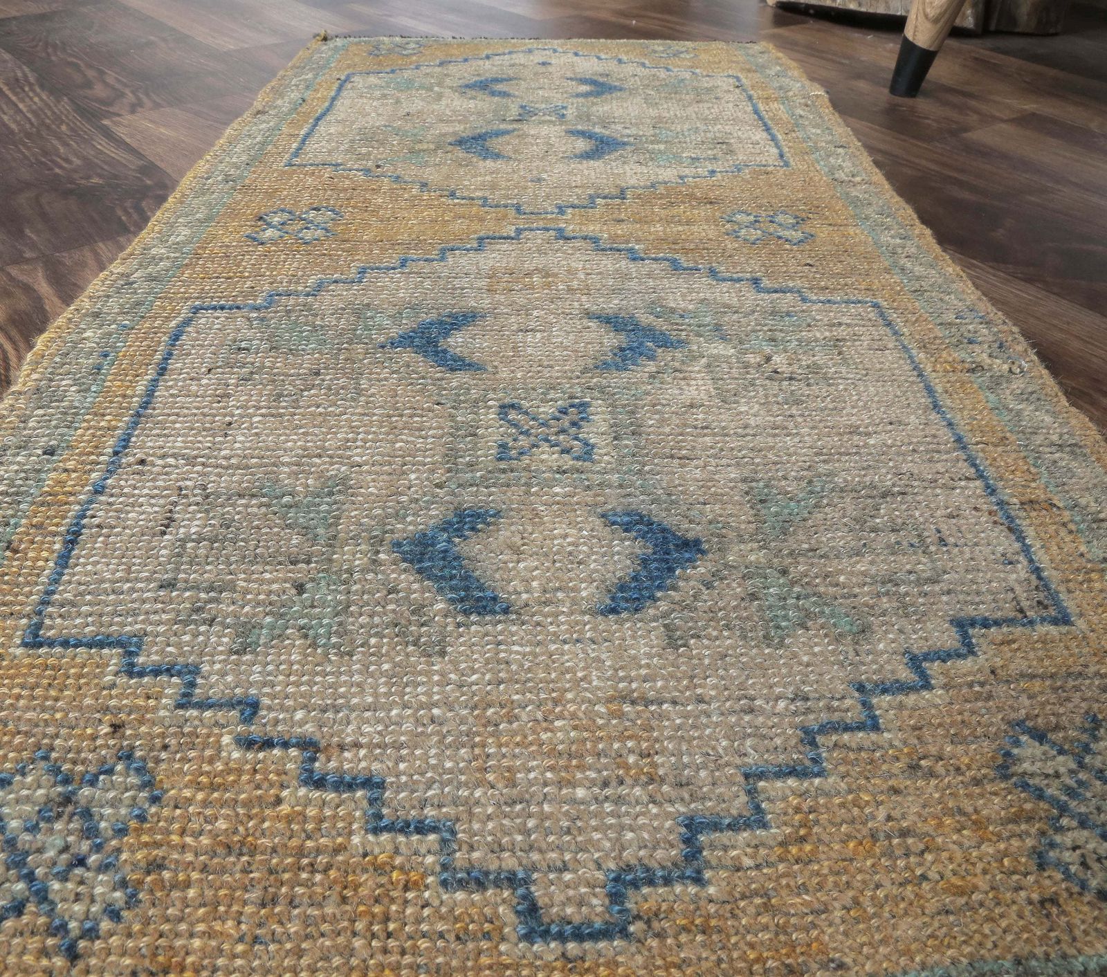 Turkish Oushak Rug, Door Mat Small Carpet, Handmade Wool Doormat, Amber Mini Rugs, One Of A Kind, Made In Anatolia photo Textiles