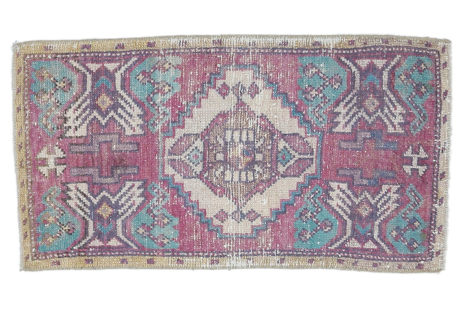 Turkish Oushak Rug, Door Mat Small Carpet, Handmade Wool Oriental, Purple Mini, Made In Anatolia