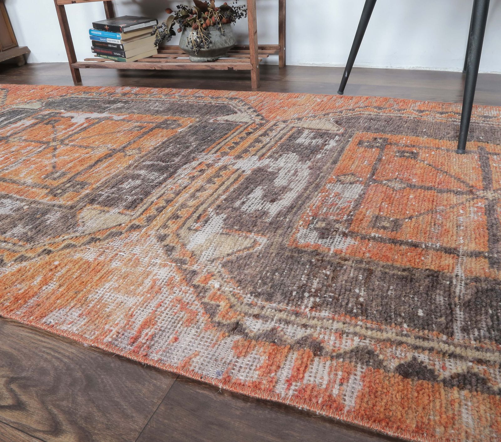 Turkish Runner, Oushak Handmade Wool Rug, Burnt Orange Geometric Hallway Rugs, Anatolia Farmhouse Decor One Of A Kind, Ethnic photo 359.0