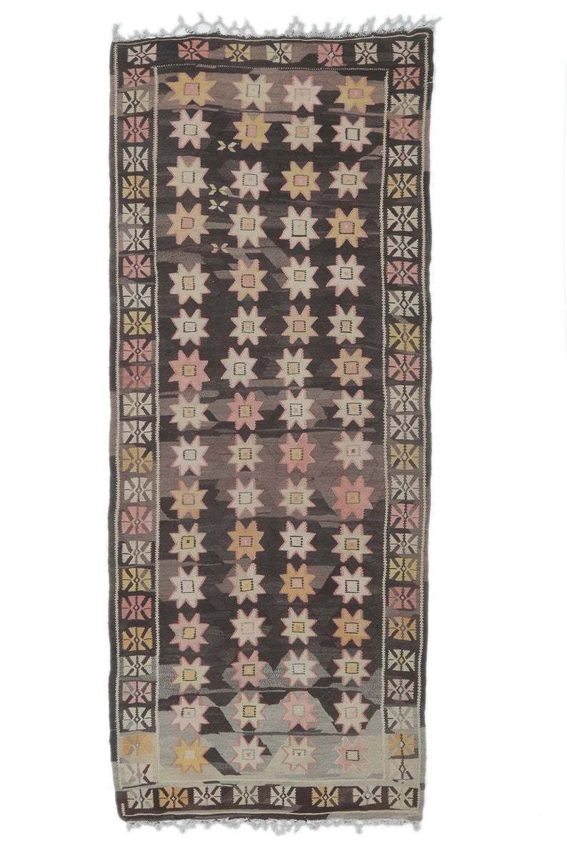 Turkish Vintage Kilim, Oushak Handmade Wool Flatweave Runner Rug, Rustic Hallway Rugs, Farmhouse Decor, One Of A Kind, Made In Malatya photo furniture