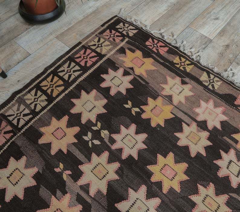Turkish Vintage Kilim, Oushak Handmade Wool Flatweave Runner Rug, Rustic Hallway Rugs, Farmhouse Decor, One Of A Kind, Made In Malatya photo buy