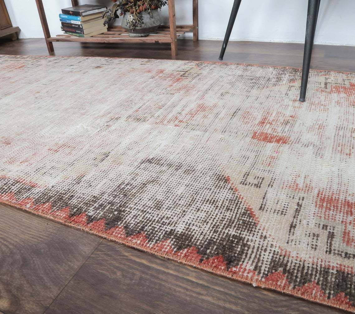 3x11 Turkish Antique Runner, Oushak Handmade Wool Rug, Neutral & Red Distressed Hallway Rugs, Farmhouse Decor, One Of A Kind, Anatolian photo 298.0