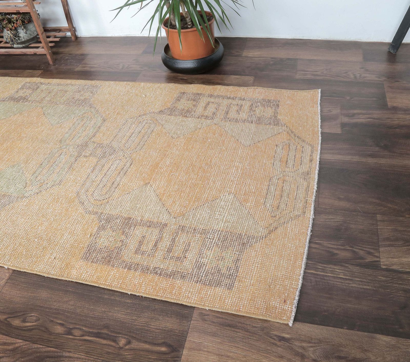 Turkish Runner, Oushak Handmade Wool Rug, Faded Orange Geometric Hallway Rugs, Anatolia Farmhouse Decor One Of A Kind, Ethnic photo Textiles