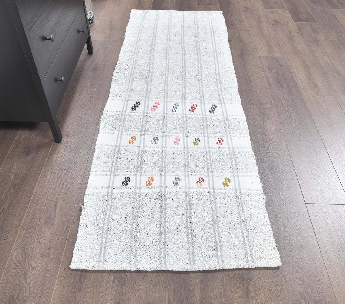 3x7 Vintage Turkish Kilim Runner Rug, Oushak Handmade Wool Flatweave, Boho Decor Rugs, Farmhouse Decor, One Of A Kind, Bohemian Carpet