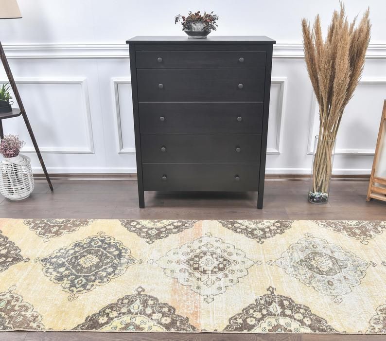 3x10 Antique Turkish Oushak Runner, Handmade Wool Carpet, Kitchen Hallway Rug, Farmhouse Decor, One Of A Kind, Anatolian Low Pile Carpet photo furniture