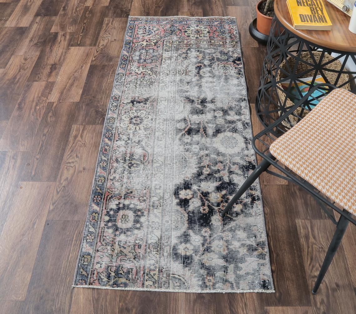 2x6 Turkish Vintage Runner, Oushak Handmade Wool Half Rug, Oriental Distressed Hallway Rugs, Farmhouse Decor, One Of A Kind, Anatolian
