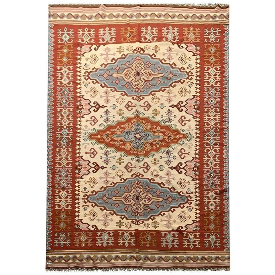 Rare Antique Pirot Serbian Kilim Rug, Handwoven Wool Oriental Rug  180x300cm